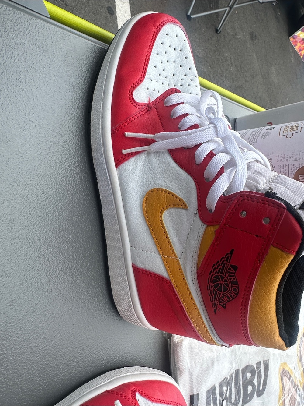 Nike High-Top Sneakers in White, Red & Yellow - Picture 5 of 11